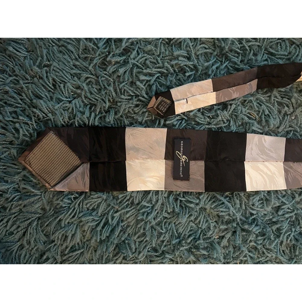 Giorgio Brutini Necktie Gray Geometric Pattern Men's Neck Tie 58x4